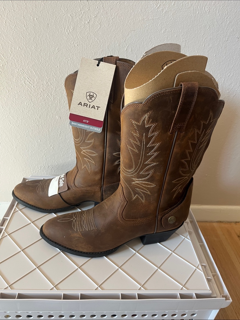Ariat Brown Western Riding Boots with Embroidered Shaft